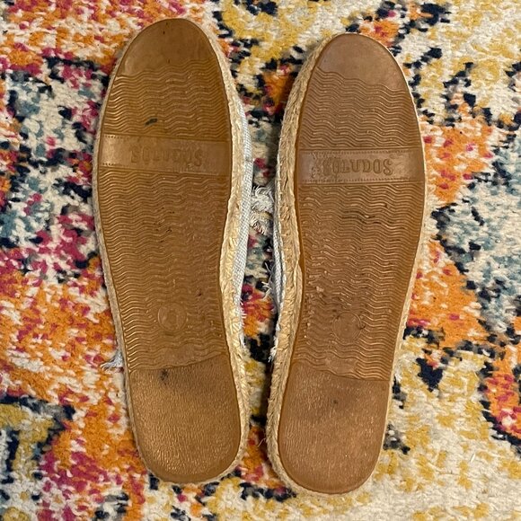 Soludos Frayed Hem Chambray Espadrille Mule Slides-Sz 6 - Picture 5 of 6